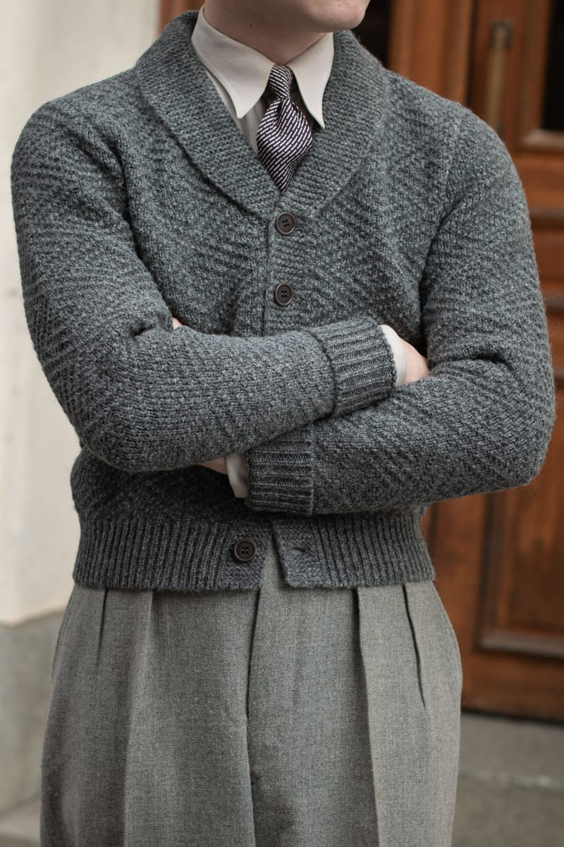 A. Marchesan "Laggarsvik" Knitted Shawl Collar Wool Cardigan