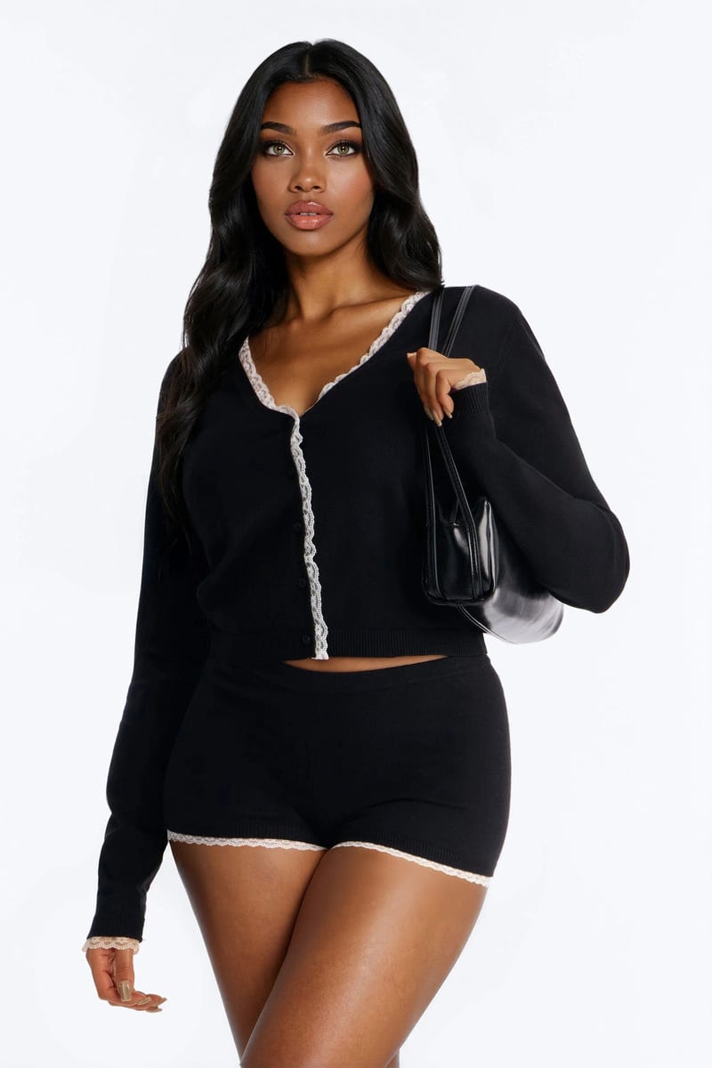 Fashion Nova Lola Laced Sweater Short Set
