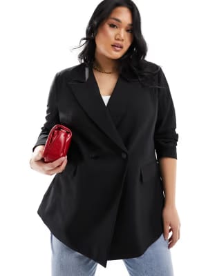 ASOS Design Curve svart dubbelknäppt kavaj