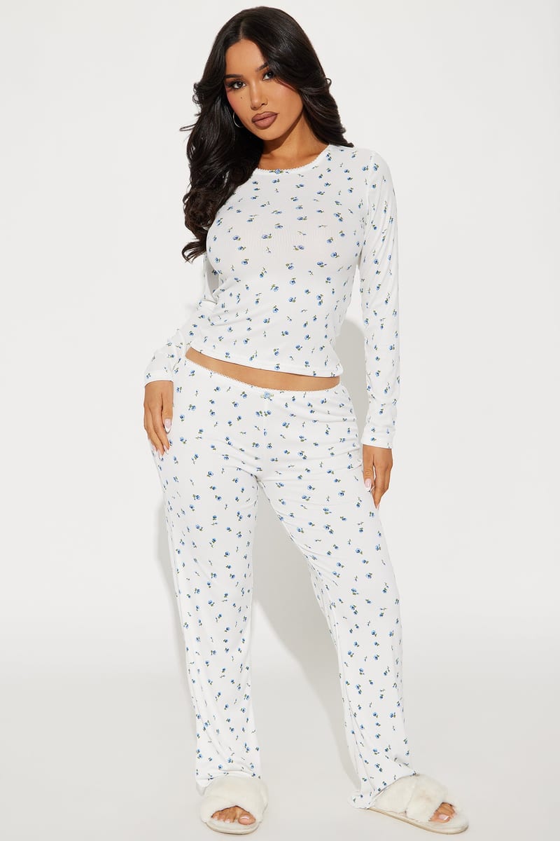 Fashion Nova Cozy Dreams Ribbed PJ Pant Set