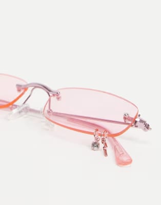 Bershka Rimless 90s Sunglasses with Gem Detail