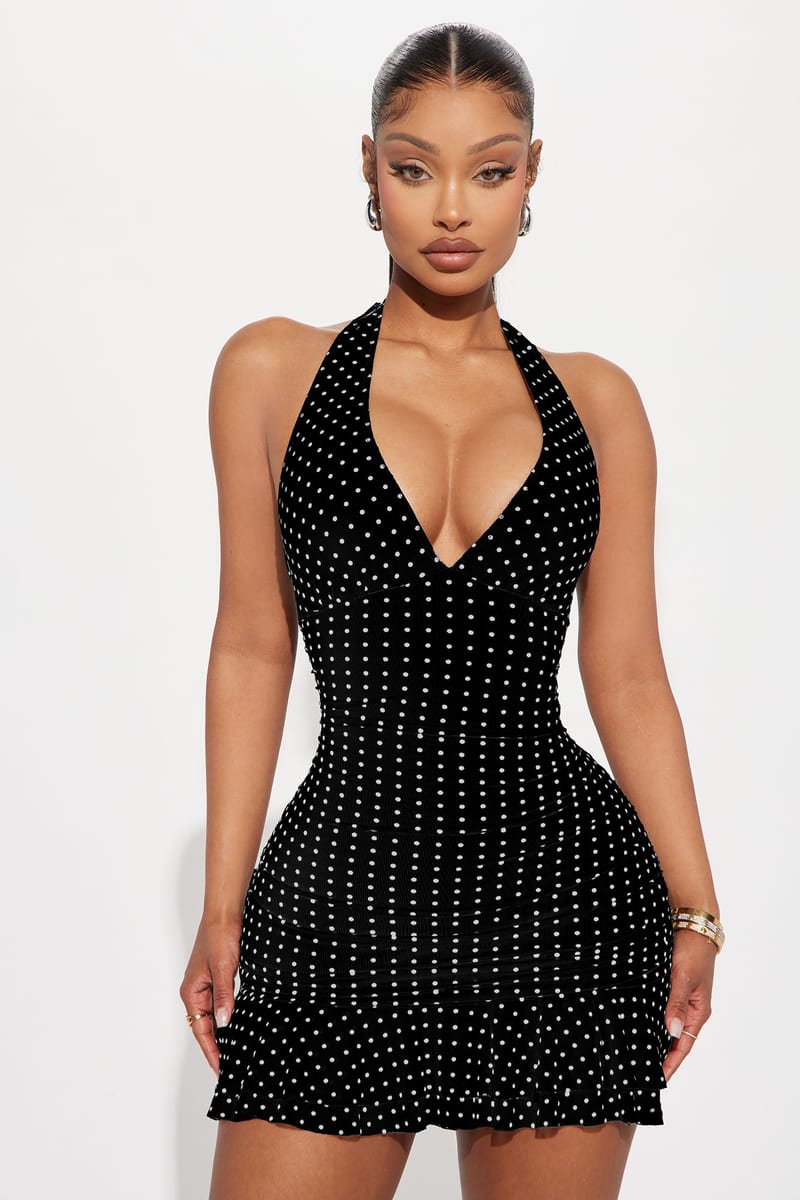 Fashion Nova Carmine Polka Dot Micro Mini Dress