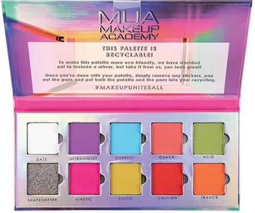 MUA Makeup Academy Neon Lights 10 Shade Neon Eyeshadow Collection