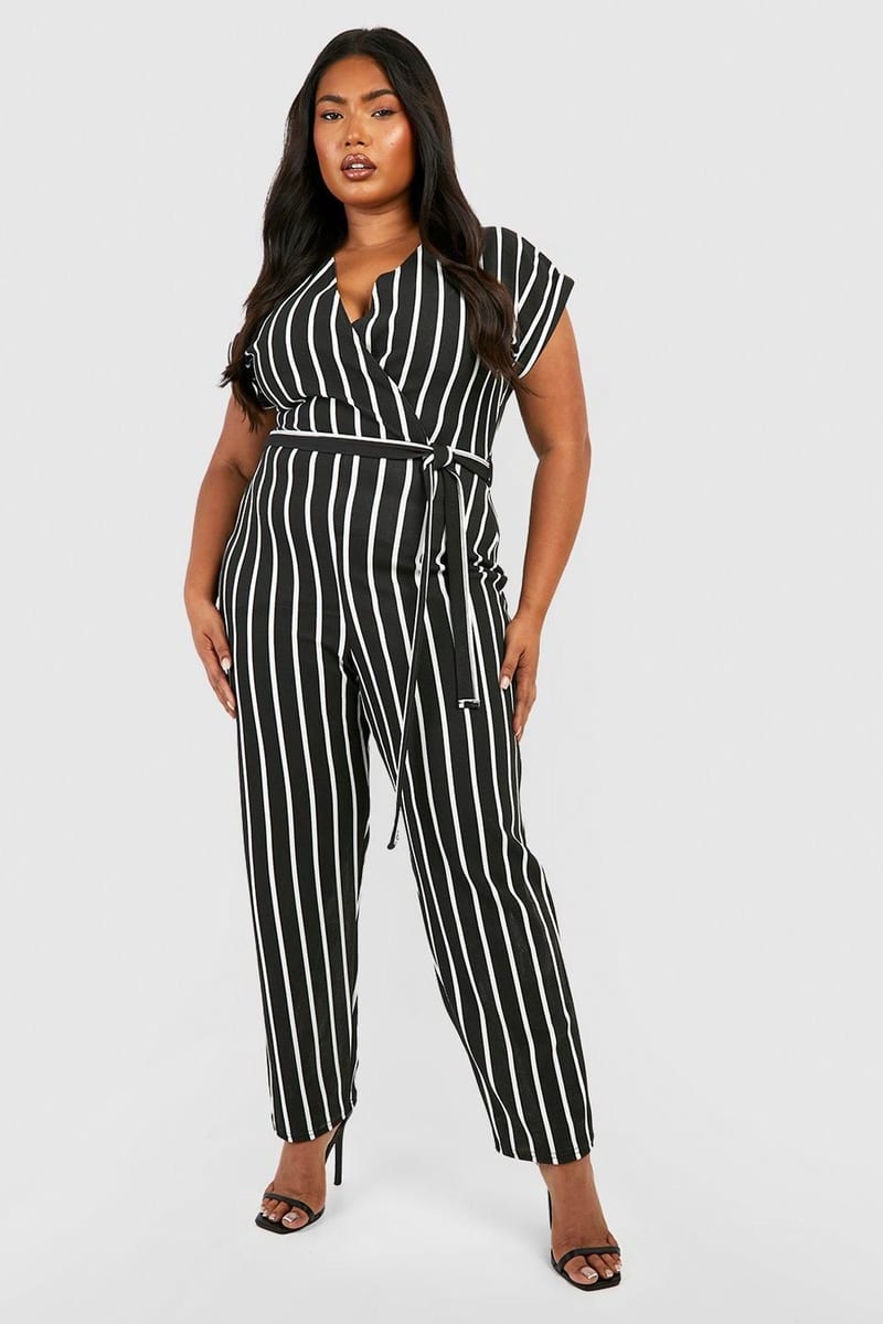 Boohoo Plus Pinstripe Tailored Jumpsuit