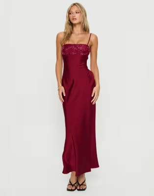 Princess Polly Gracious Satin Sequin Detail Cami Square Neck Maxi Dress