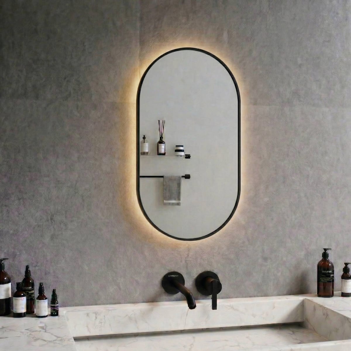 Glassfactory Lato Stream Wall mirror with frame and LED lights