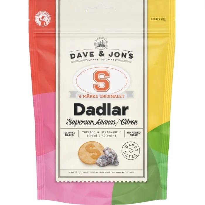 Dave & Jon's Dadlar S-märke Supersur Ananas/Citron