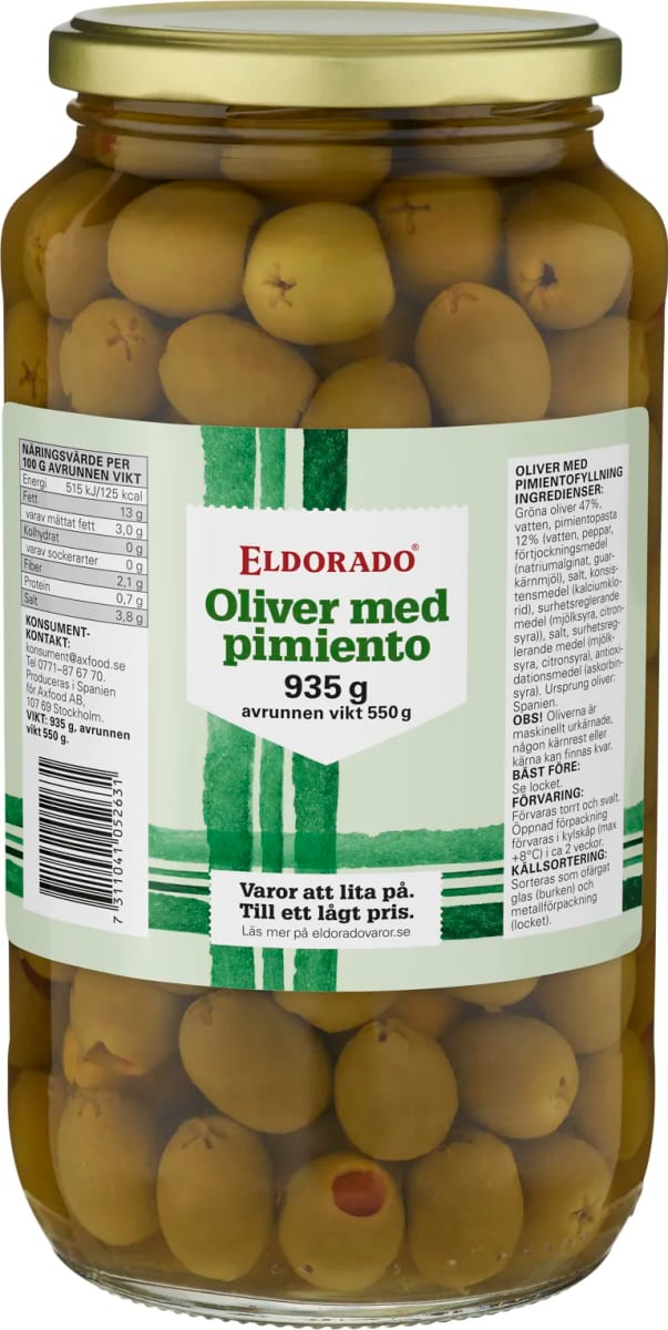 Eldorado Gröna oliver med pimiento