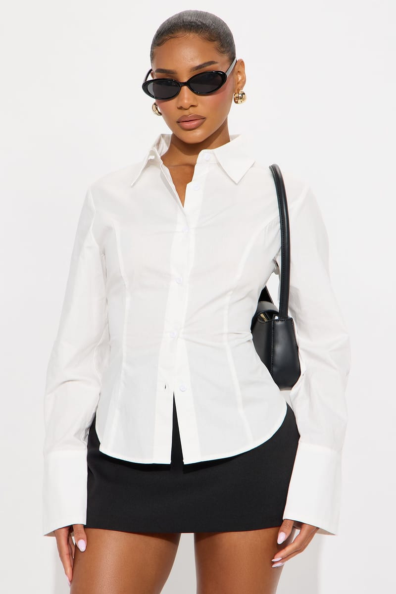 Fashion Nova Too Much Fun Lace Up Poplin Shirt