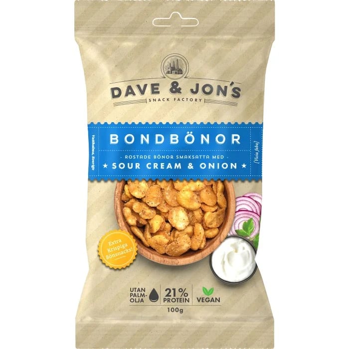Dave & Jon's Rostade Bondbönor Sour Cream & Onion