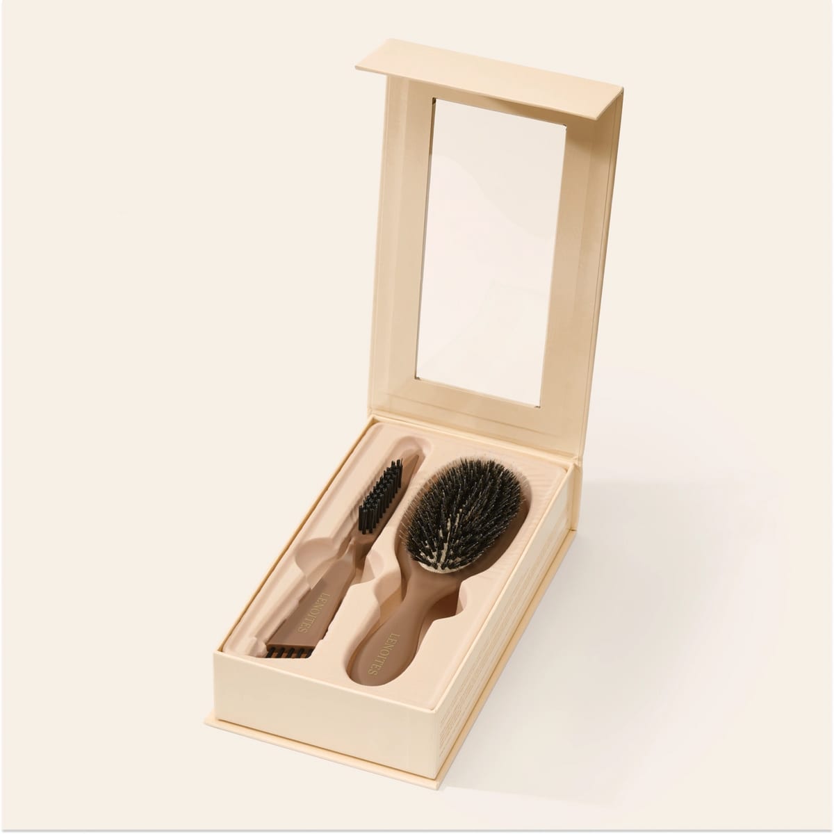 Lenoites Wild Boar Hair Brush with Cleaning Tool