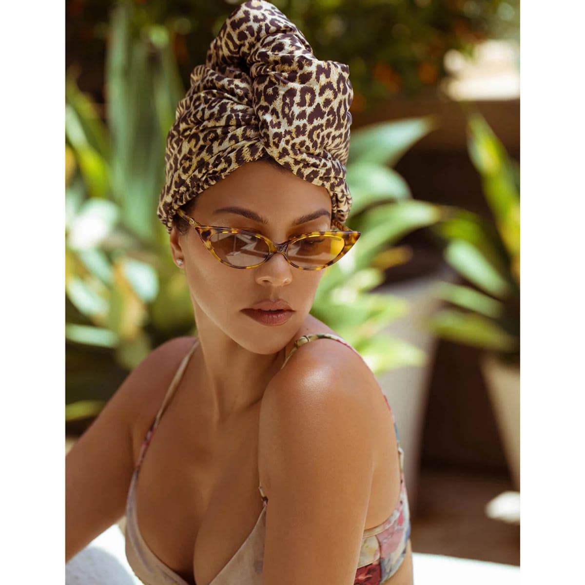 AQUIS x Poosh Exclusive Leopard Print Hair Turban