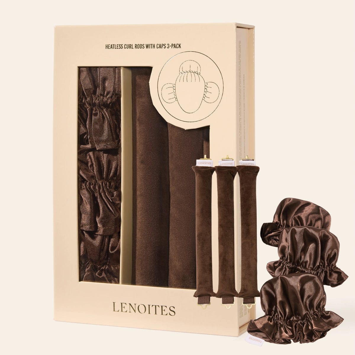 Lenoites Heatless Curl Rods with Caps 3-Pack